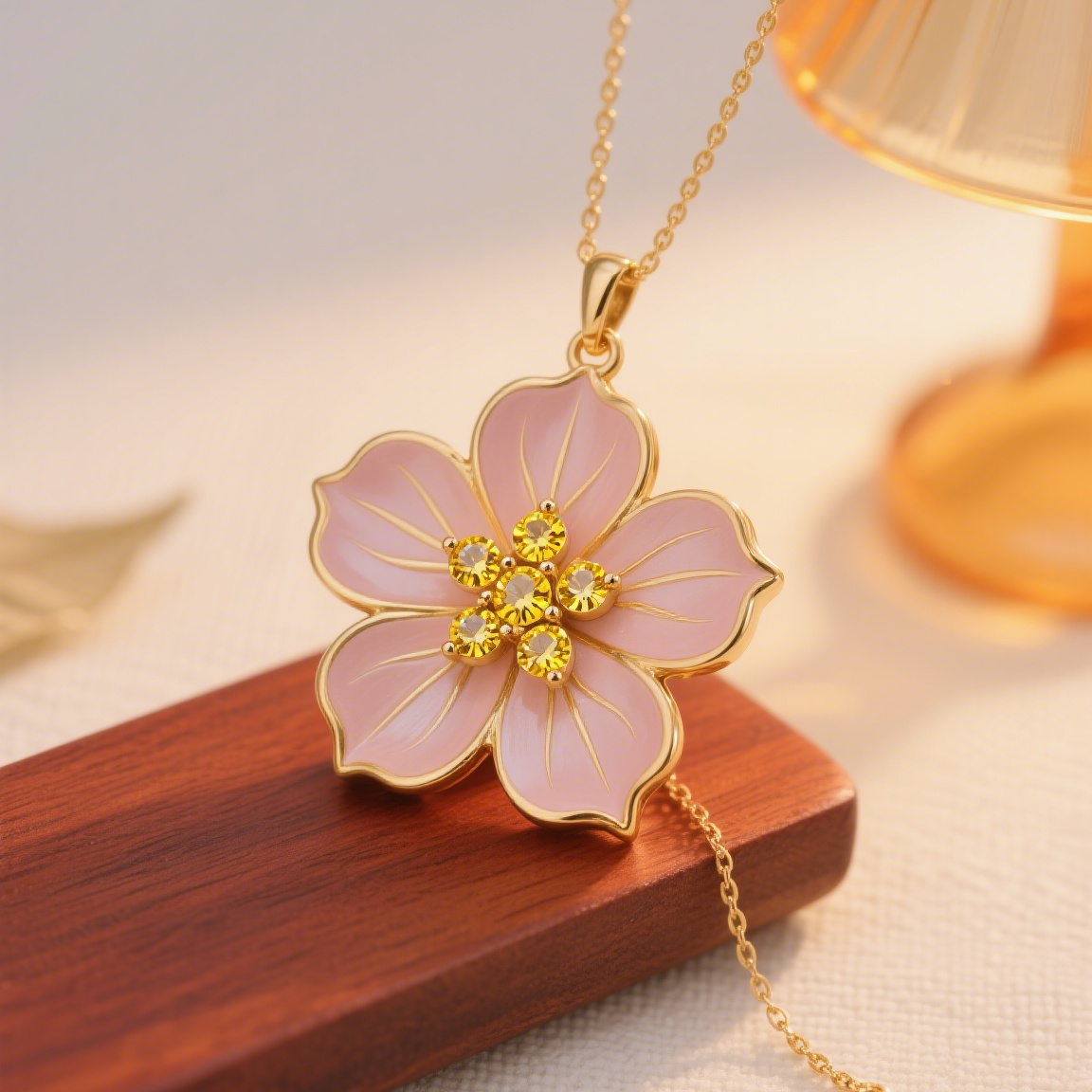 Floral motif pendant necklace wholesale from 18k gold plated pendant manufacturer