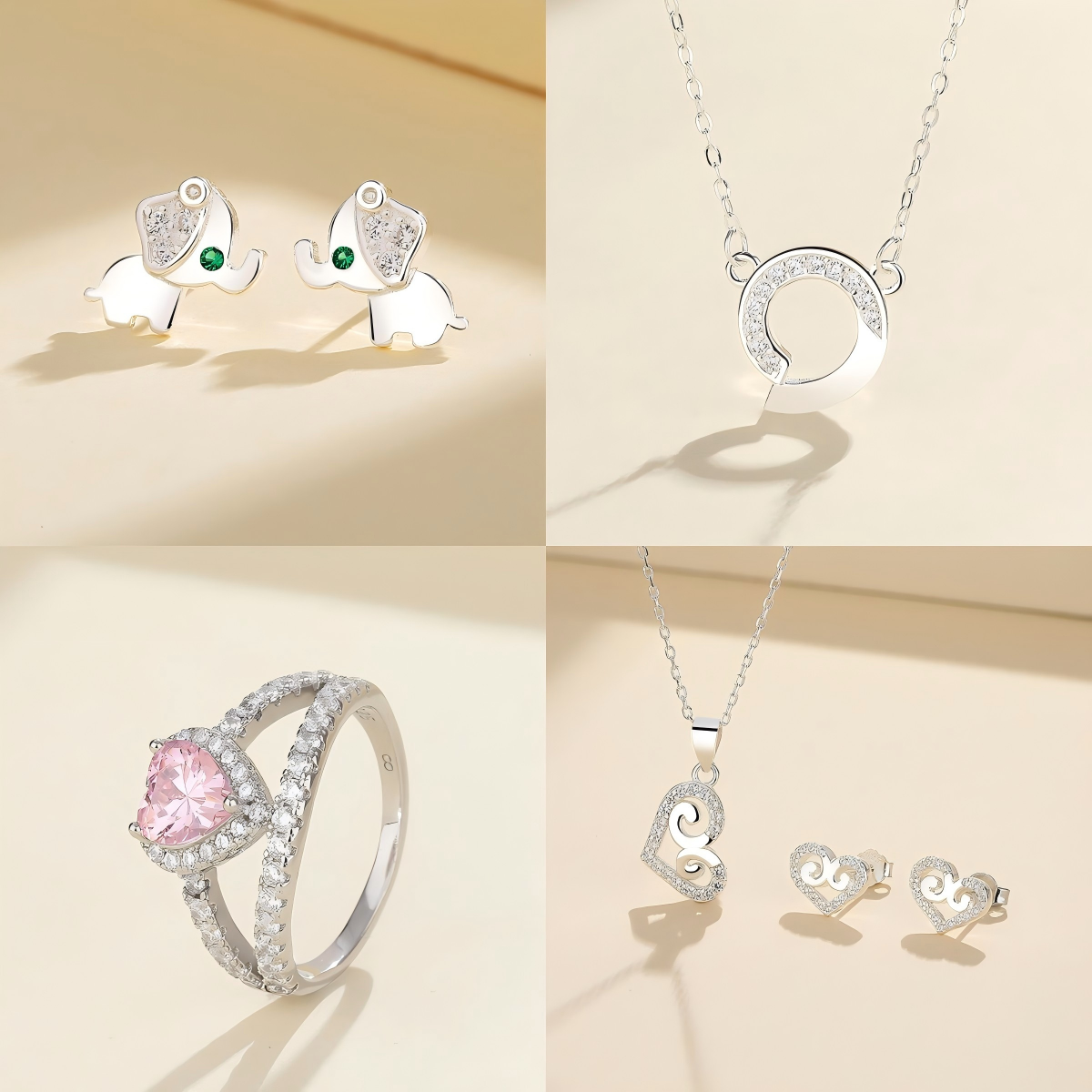 Hengdian jewelry's 925 sterling silver jewelry: earring, necklace, ring and jewelry set