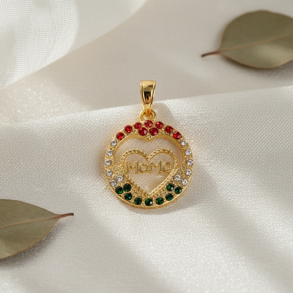 18K Gold Plated Mom Heart Pendant Charms | Cubic Zirconia and Copper Jewelry for Women | Mother's Day Jewelry Gifts