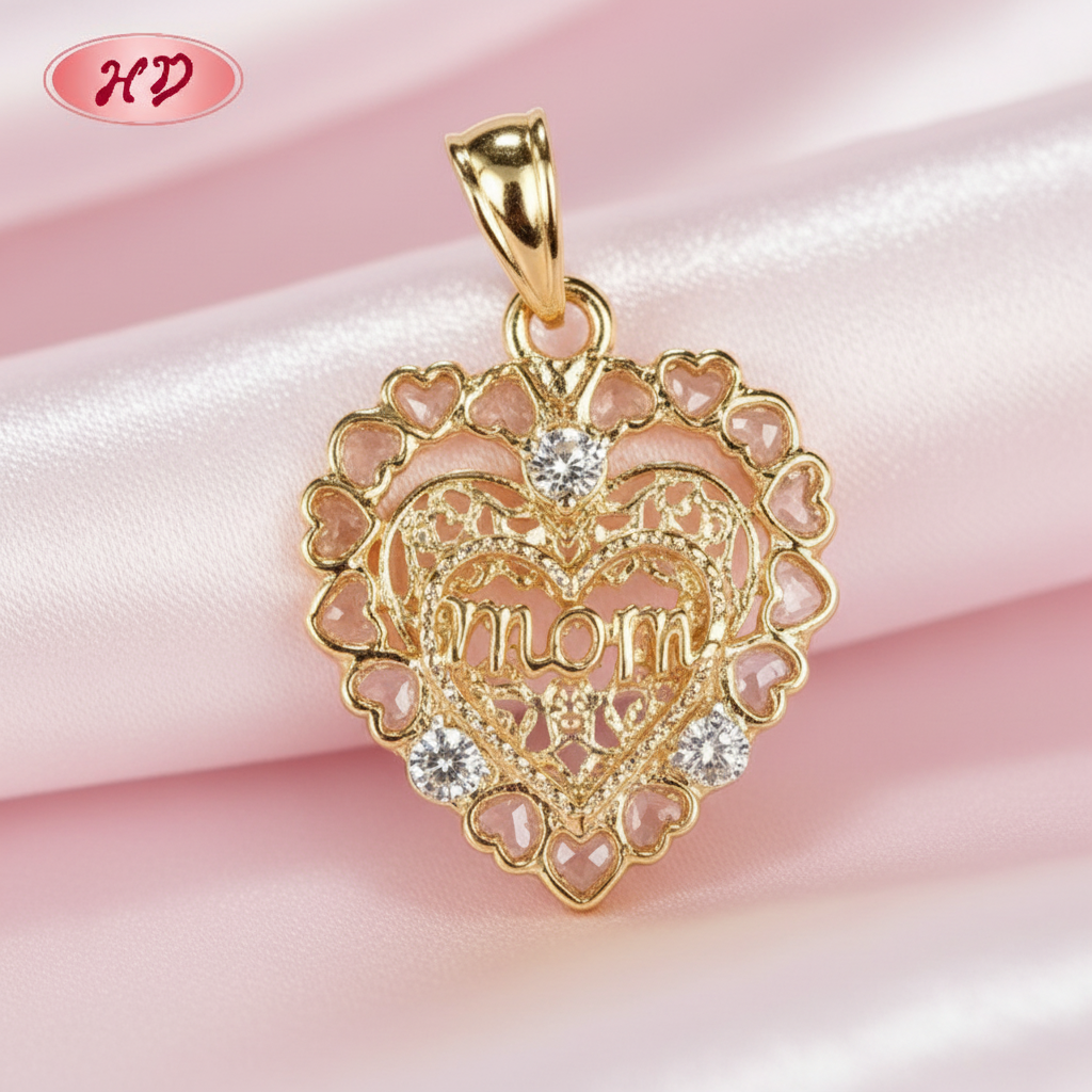 Colgante corazón mamá multicolor CZ