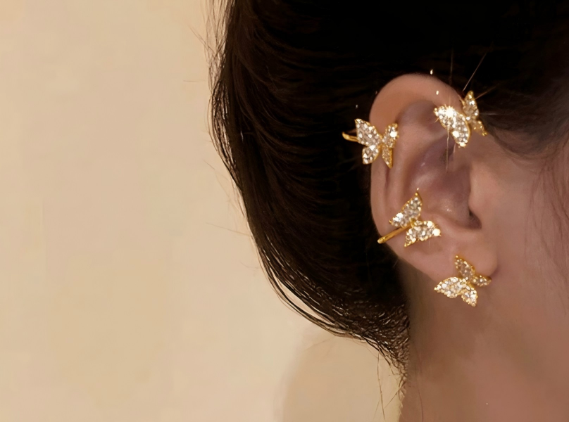 Butterfly Clip Earrings No Piercing CZ