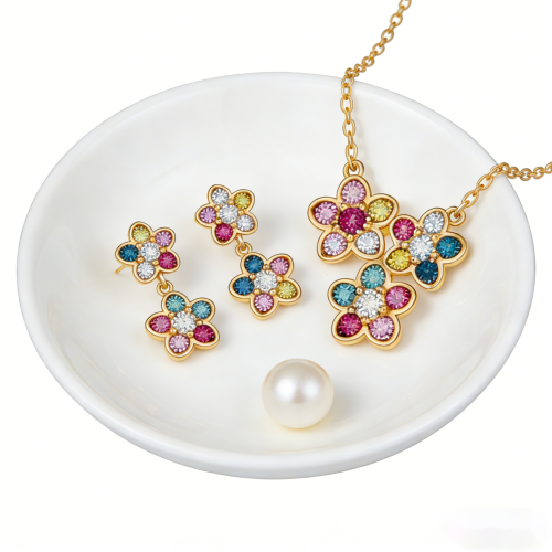 Factory Direct Jewelry Set | 18K Gold Plated Brass with AAA CZ, OEM Private Label