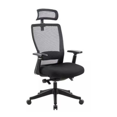3018- black high back office mesh chair with adjustable armrest