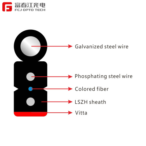 FCJ Factory Direct Sale Ftth Flat Drop Fiber Cable With Messenger 1F 2F 4F 8F 12 F GJYXCH