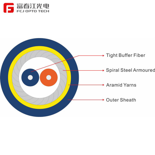 FCJ factory GJSFJV 2 Fiber Armored Indoor Drop Cable Space Cabling Mixed Branch High-Quality Aramid