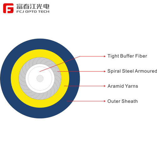 FCJ factory GJSFJV SX Steel Wire Indoor Armored Optical Fiber Cable for Indoor Optic Fiber Cable