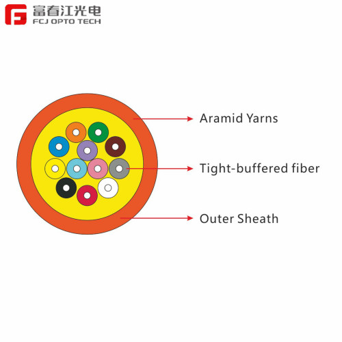 24 Core Indoor GJFJH Break-out Kabel Serat Optik Dari FCJ OPTO TECH