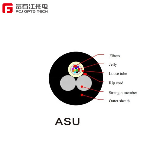 FCJ  ASU-80  outdoor duct aerial fiber optic cable steel tape G652D 24  cores
