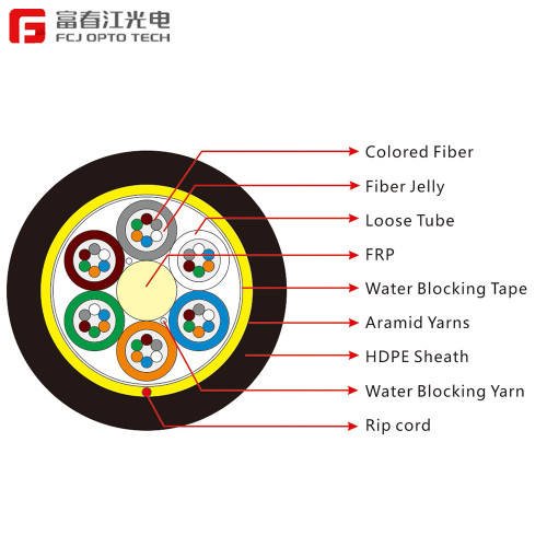 FCJ factory 150M span  12-coreADSS Single jacket All Dielectric Self-supporting Aerial fiber optic cable