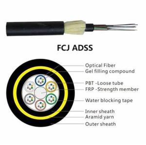 FCJ fibra optica adss 6 cores single mode multi mode outdoor adss cable distributor