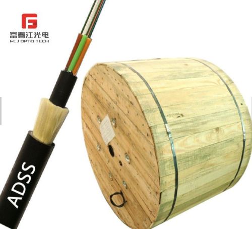 FCJ super low cost adss 4 8 12 24 36 48 72 96 fiber core guanhong cable fibra optica adss 48 hilos herraje de suspension fibra adss manufacturer
