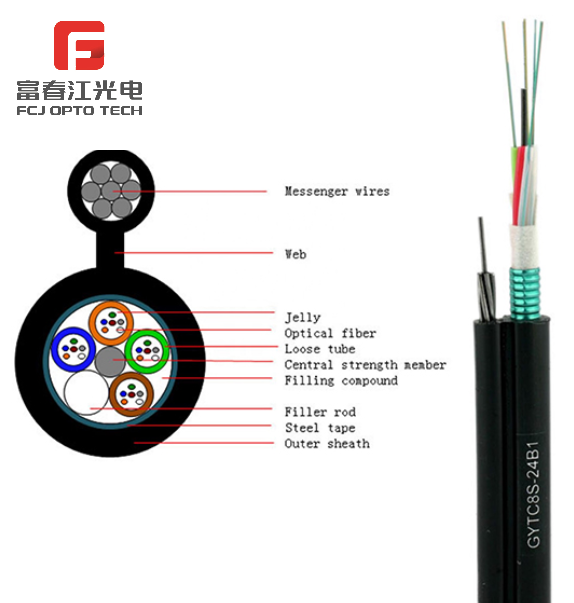 FCJ Hot 12 core fiber optic cable figure 8 seven stranded messenger wires optical fiber cable figure 8