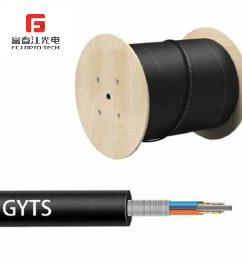 FCJ Outdoor Aerial GYTS Single Mode 12 24 48 Core Fiber Optic Cable