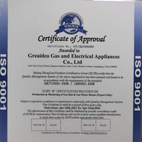 Greaidea сертифицирована по стандарту ISO9001:2008 1 апреля 2009 г.