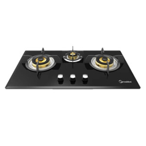 Стеклянная газовая варочная панель с 3 конфорками HBG-733M8-FB | 730 мм