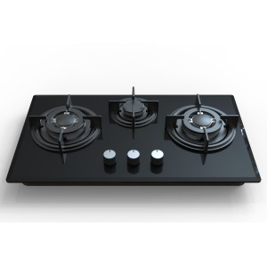 Стеклянная газовая варочная панель с 3 конфорками HBG-733A2 | 730 мм