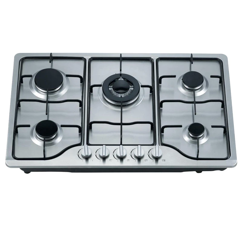 Greaidea's five-burner stainless steel gas hob features enamel pan support