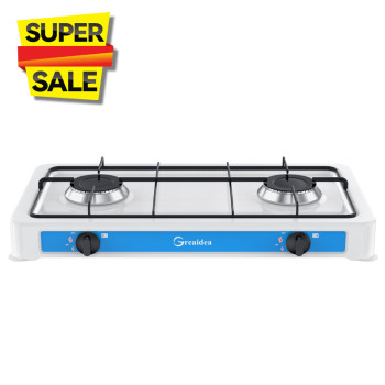Cocina de gas portátil de 2 quemadores para acampar con cuerpo de pintura TGW2-B-2