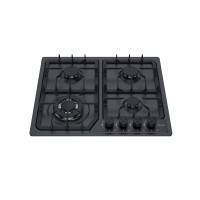 Placa de gas de 4 quemadores con pintura nanométrica negra | MGBS-604B4B | 585 mm