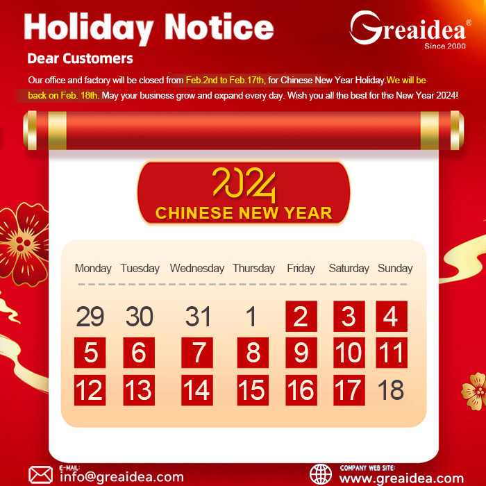 Greaidea's holiday notice