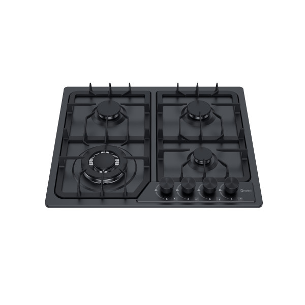 Greaidea's 4 burner Black Nano-Painting gas hob with cast iron pan support.