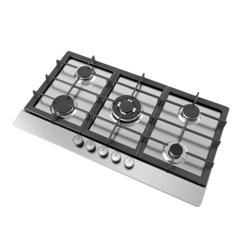 Greaidea's 5 burner stainless steel gas hob features big cast lron pan support