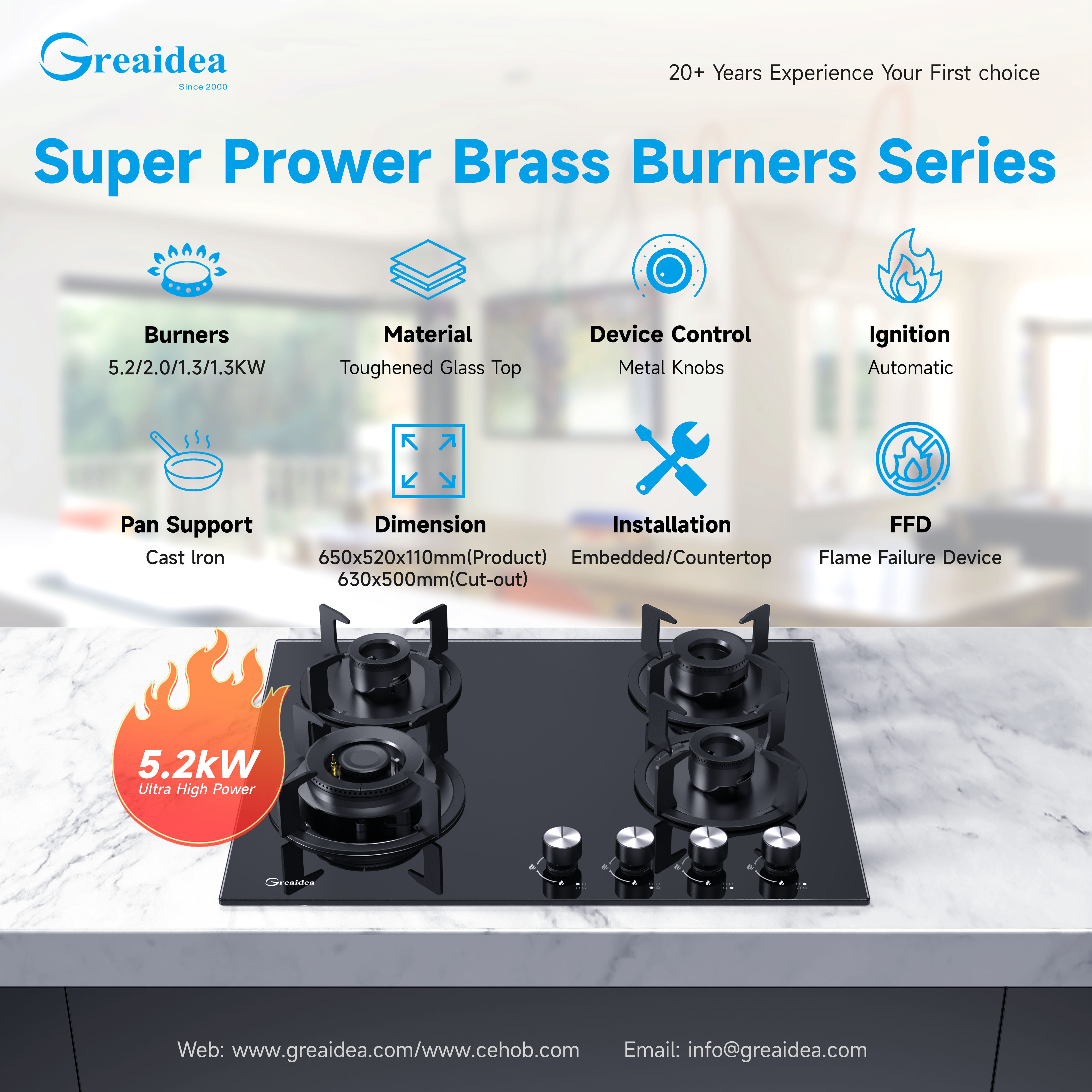 Greaidea new four-burner gas hob