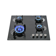 Placa de gas de cuatro quemadores con vidrio abatible empotrada MGBG-404