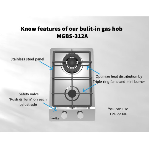 Greaidea Stainless Steel Two-Burner Gas Hob: Delicate, Compact, and Efficient Cooking!
