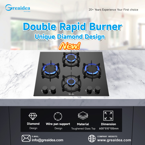The new Greaidea Diamond Series gas hob: cook efficiently and give your kitchen a new look!