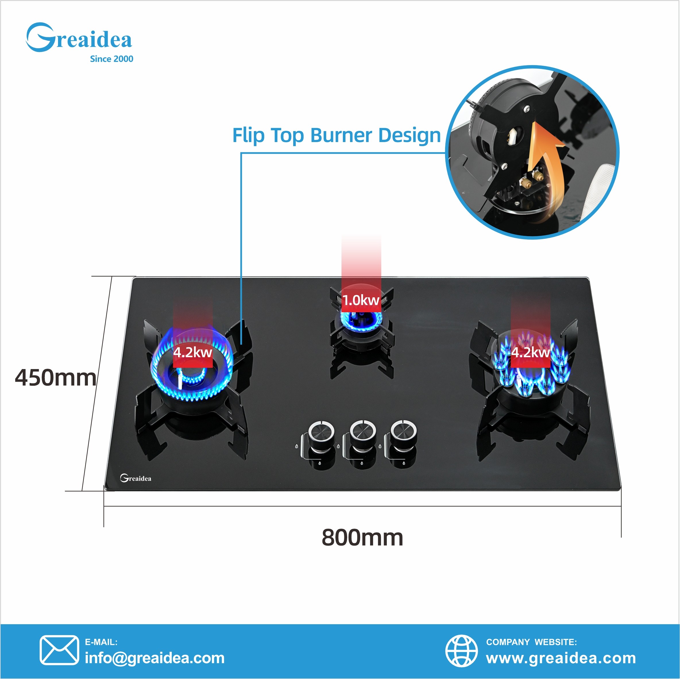 Built-in Flip Burner Gas Hob