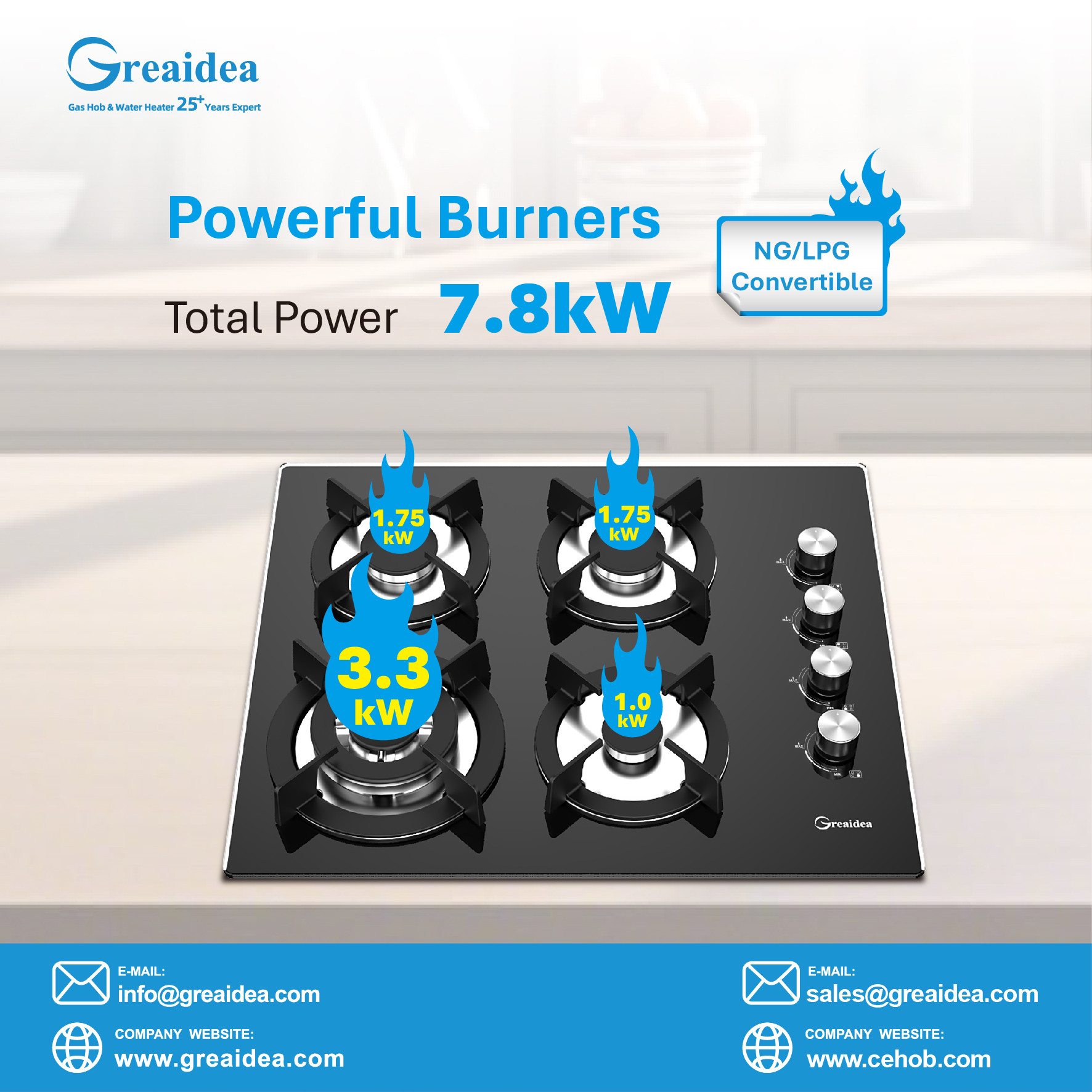 Greaidea's high power burner gas hob