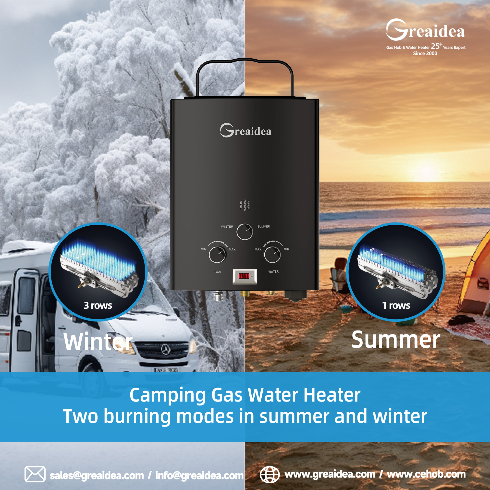 Greaidea's camping gas water heater