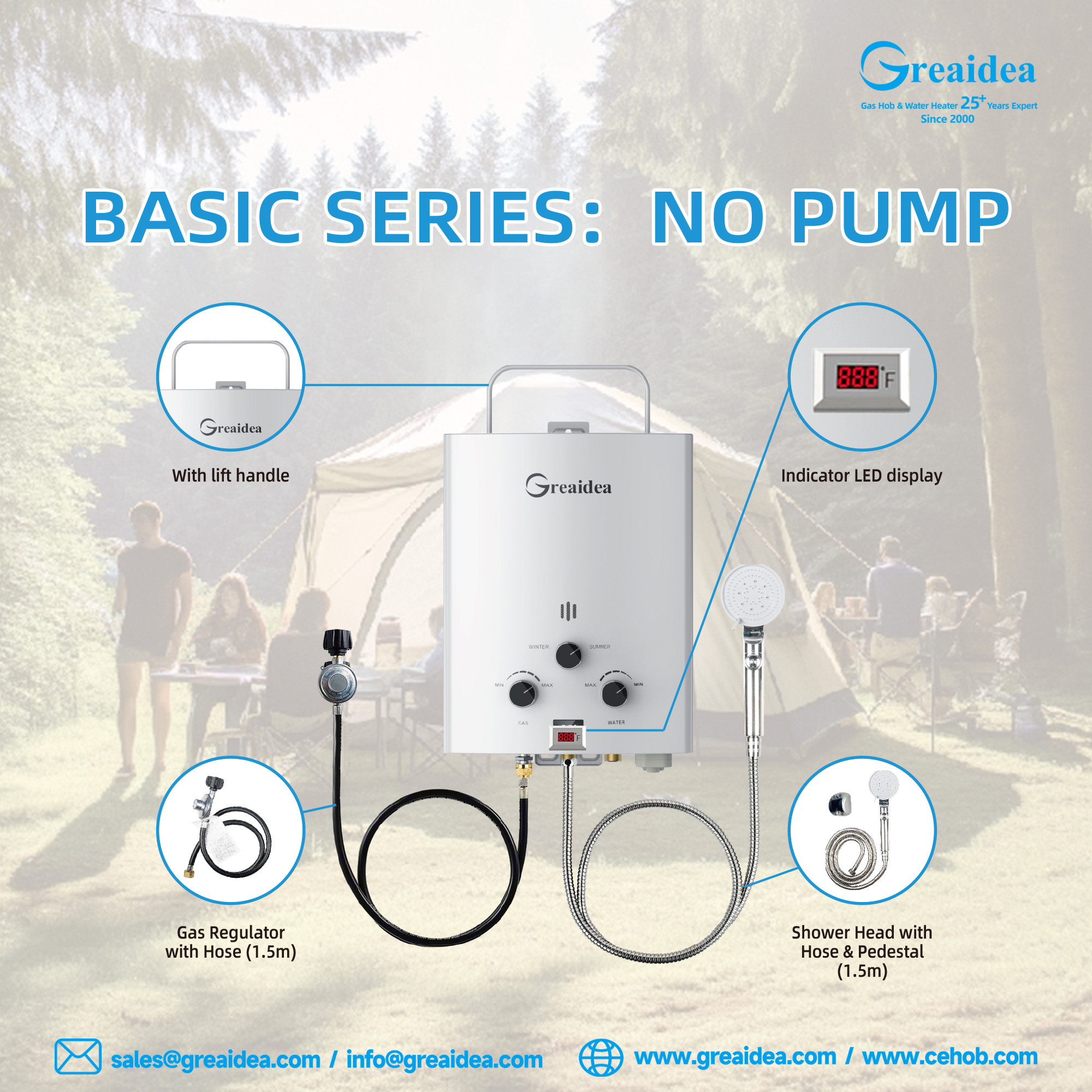 Greaidea's camping gas water heater
