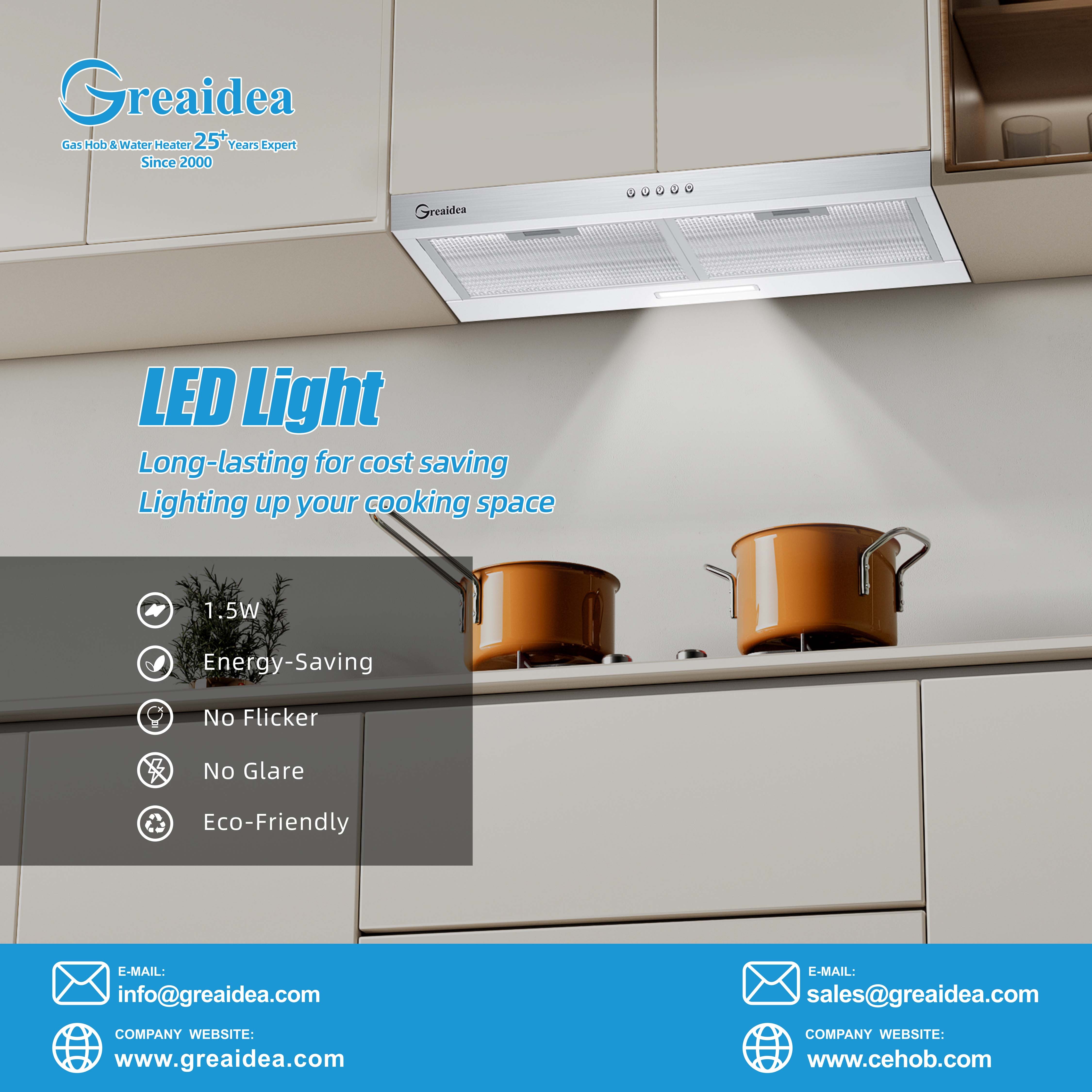  Greaidea's under cabinet range hood with LED light