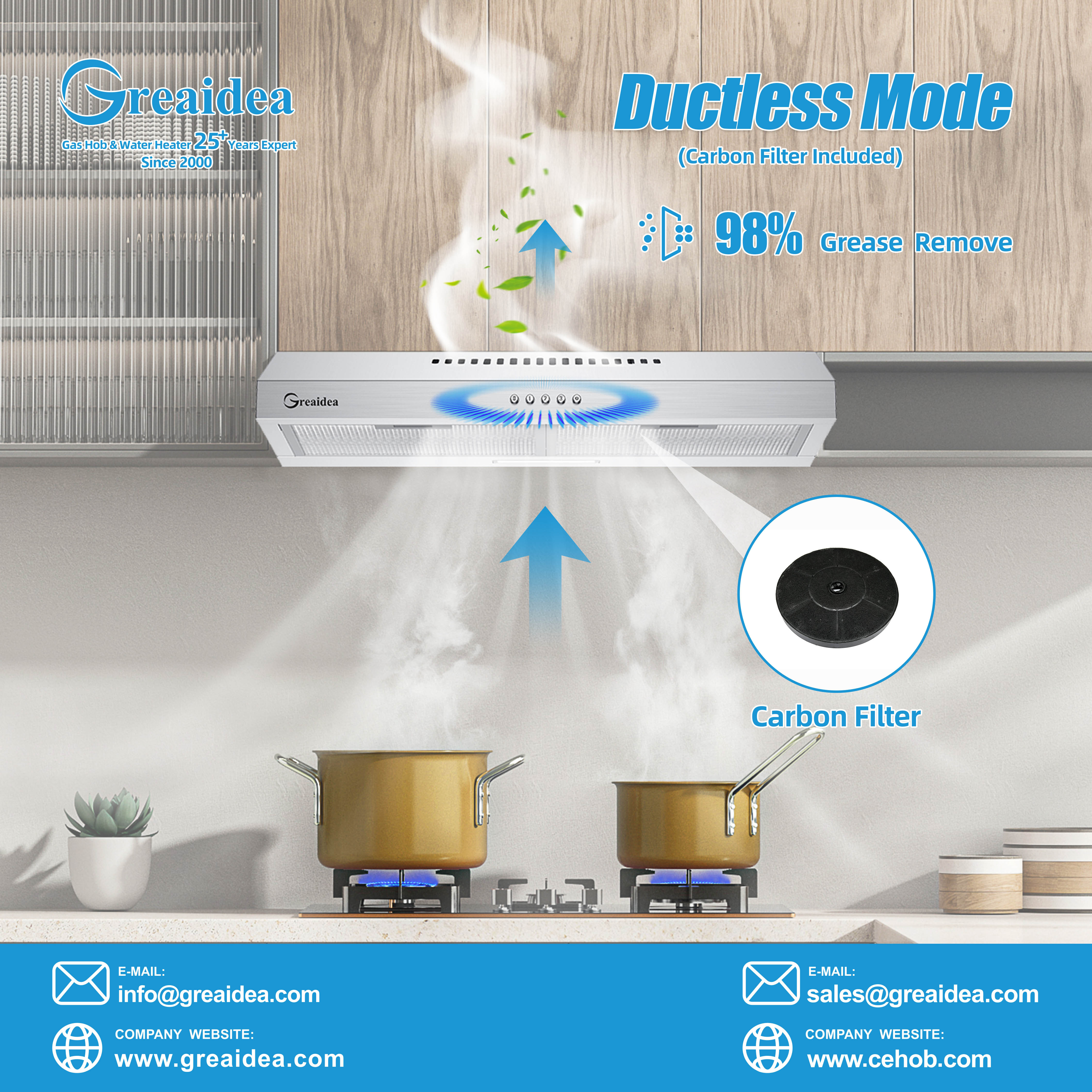 Greaidea's under cabinet range hood ductless mode