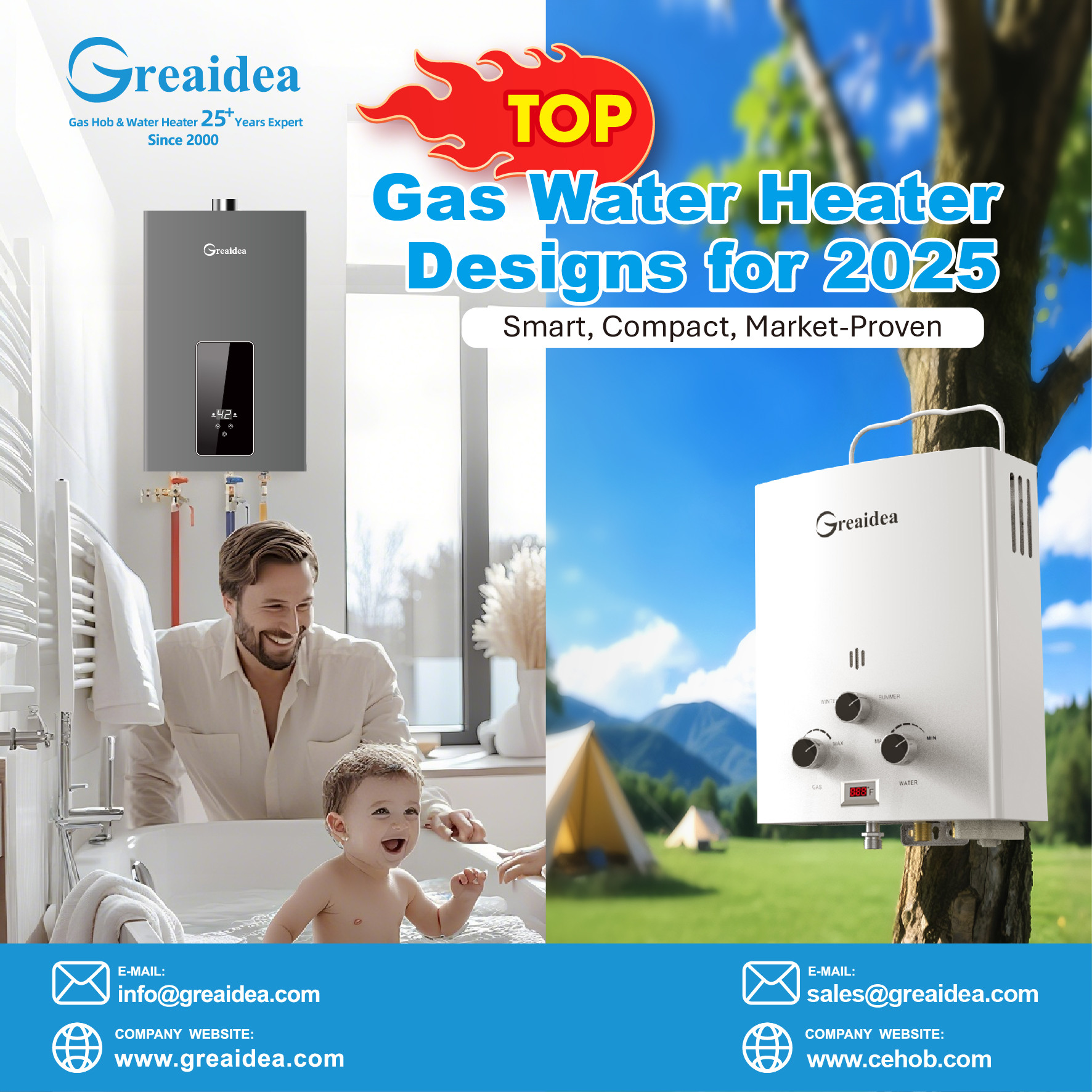 Los mejores diseños de calentadores de agua a gas para 2025: Lo que buscan las marcas globales
