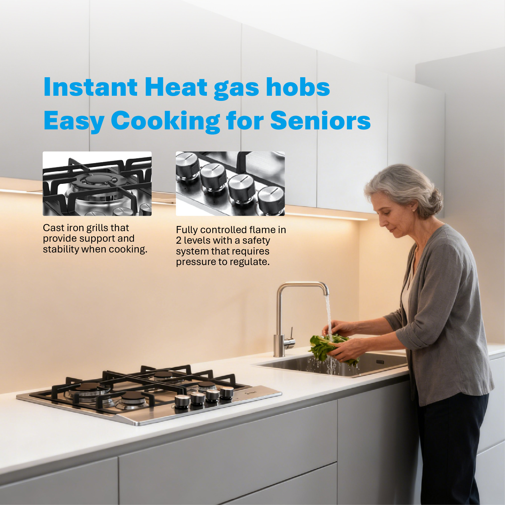 Greaidea's 4 ring gas hob with big cast iron pan support