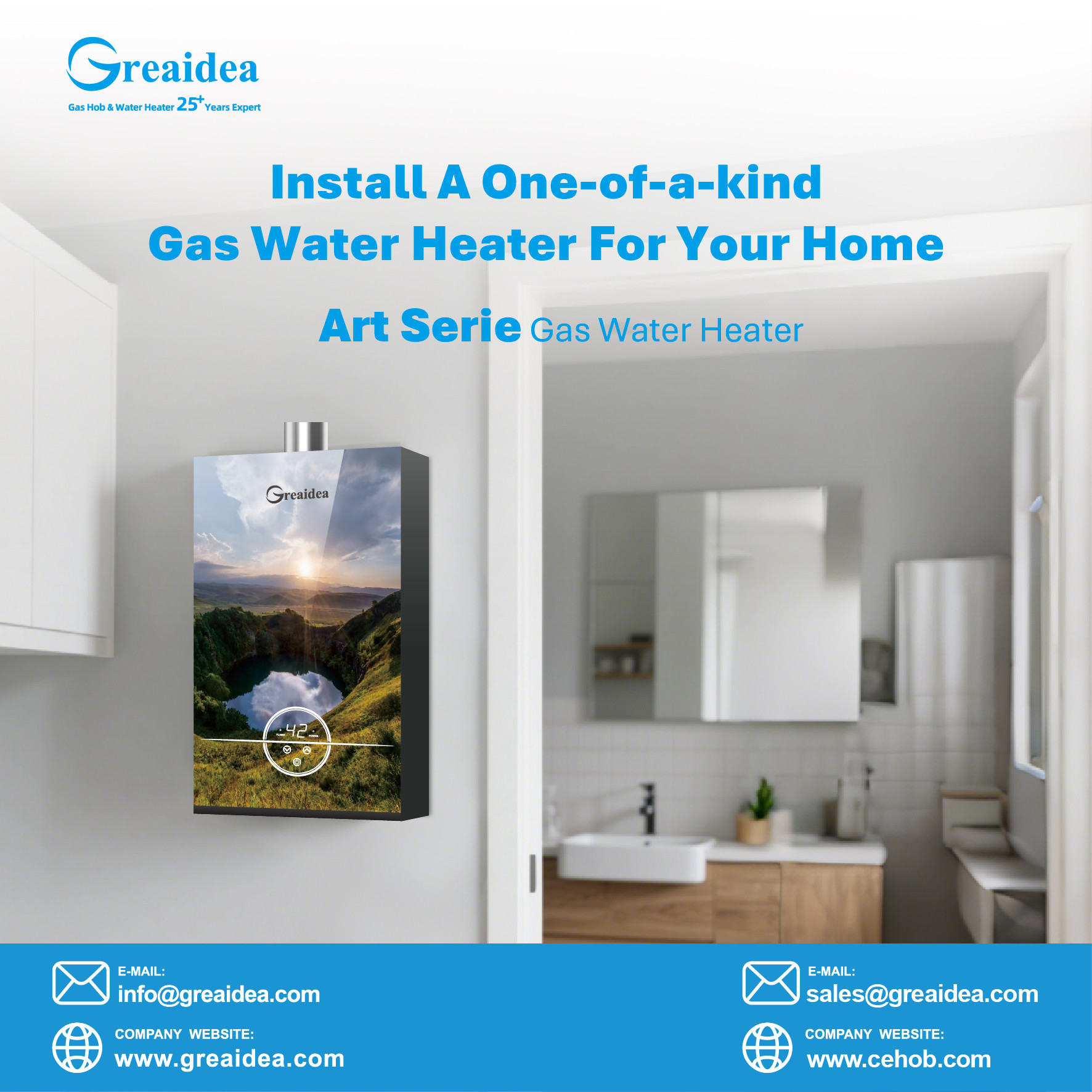 Greaidea's glass gas water heater