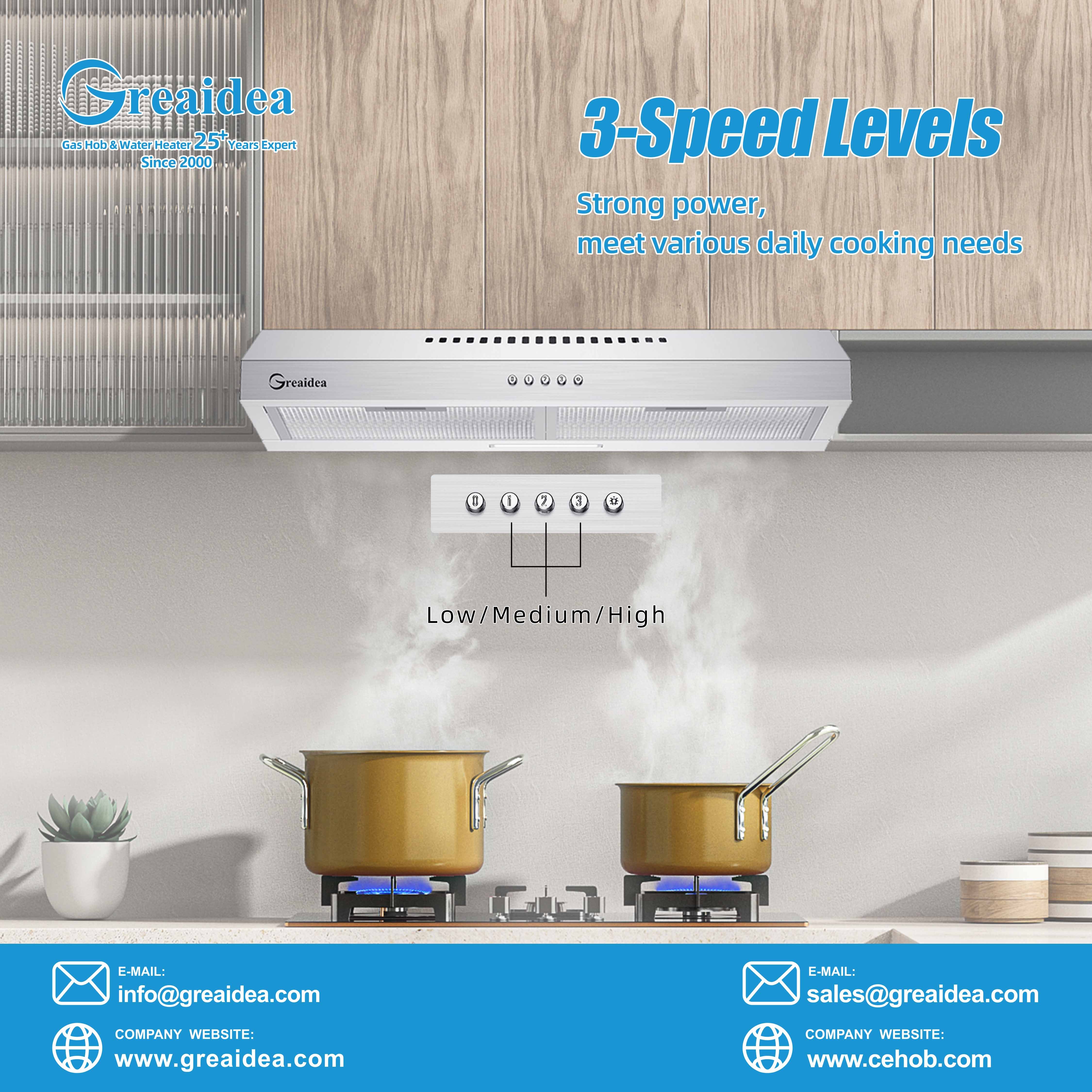 Greaidea's gas hob and slim range hood combo