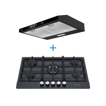Combo de Parrilla a Gas de 5 Quemadores y Campana Extractora de 75cm D | Set ODM de Electrodomésticos de Cocina