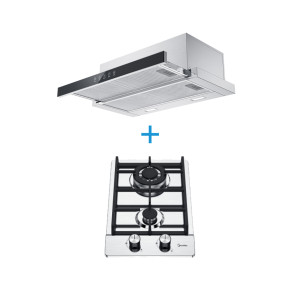 2 Burner Gas Hob & Telescopic Range Hood Combo A | Compact ODM Kitchen Appliance Set