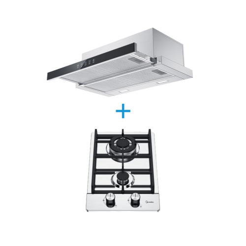 2 Burner Gas Hob & Telescopic Range Hood Combo A | Compact ODM Kitchen Appliance Set