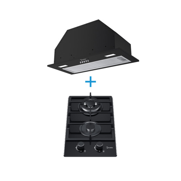 2 Burner Gas Hob & Built In Range Hood Combo B | Compact ODM Kitchen Appliance Set