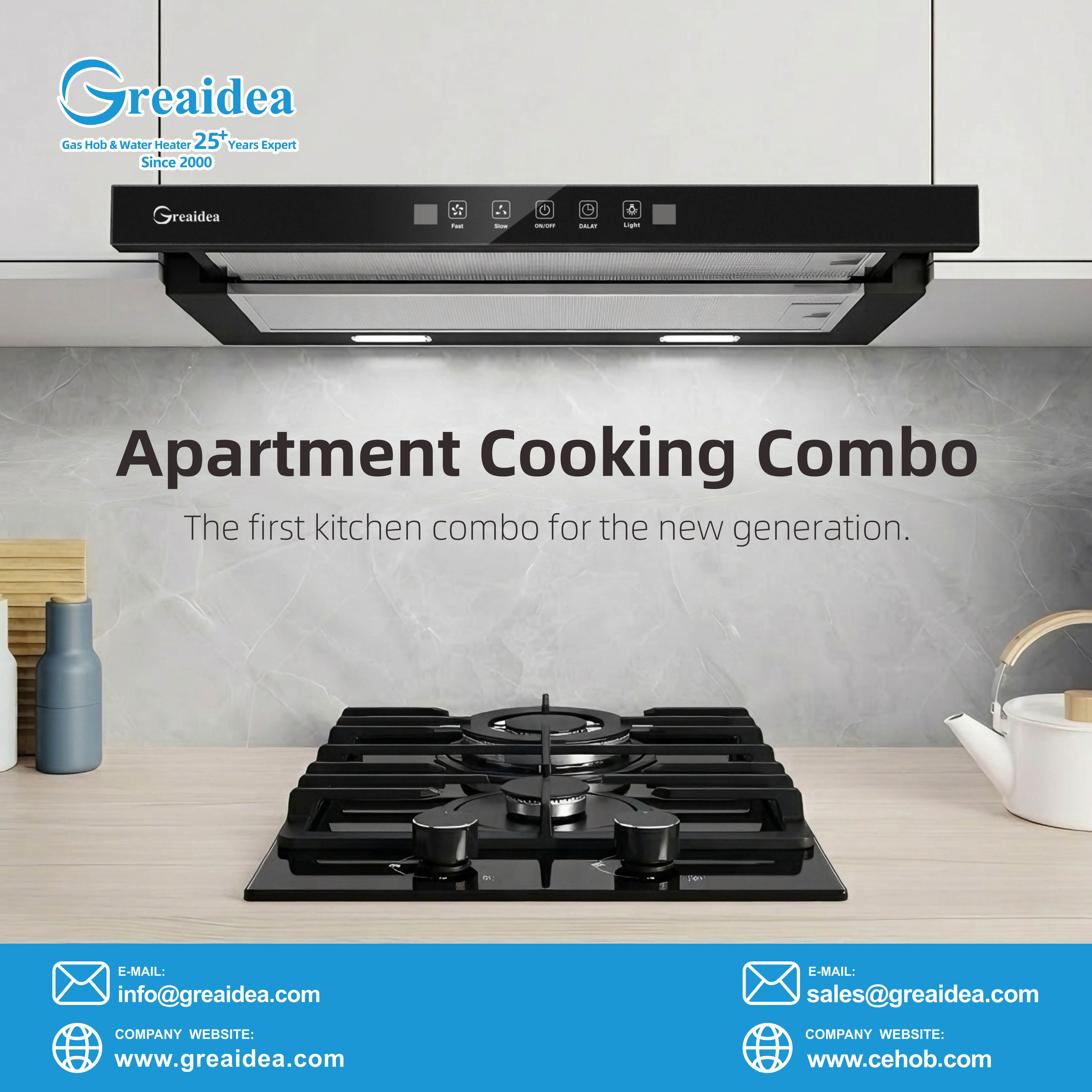 Greaidea's gas hob and slim range hood combo