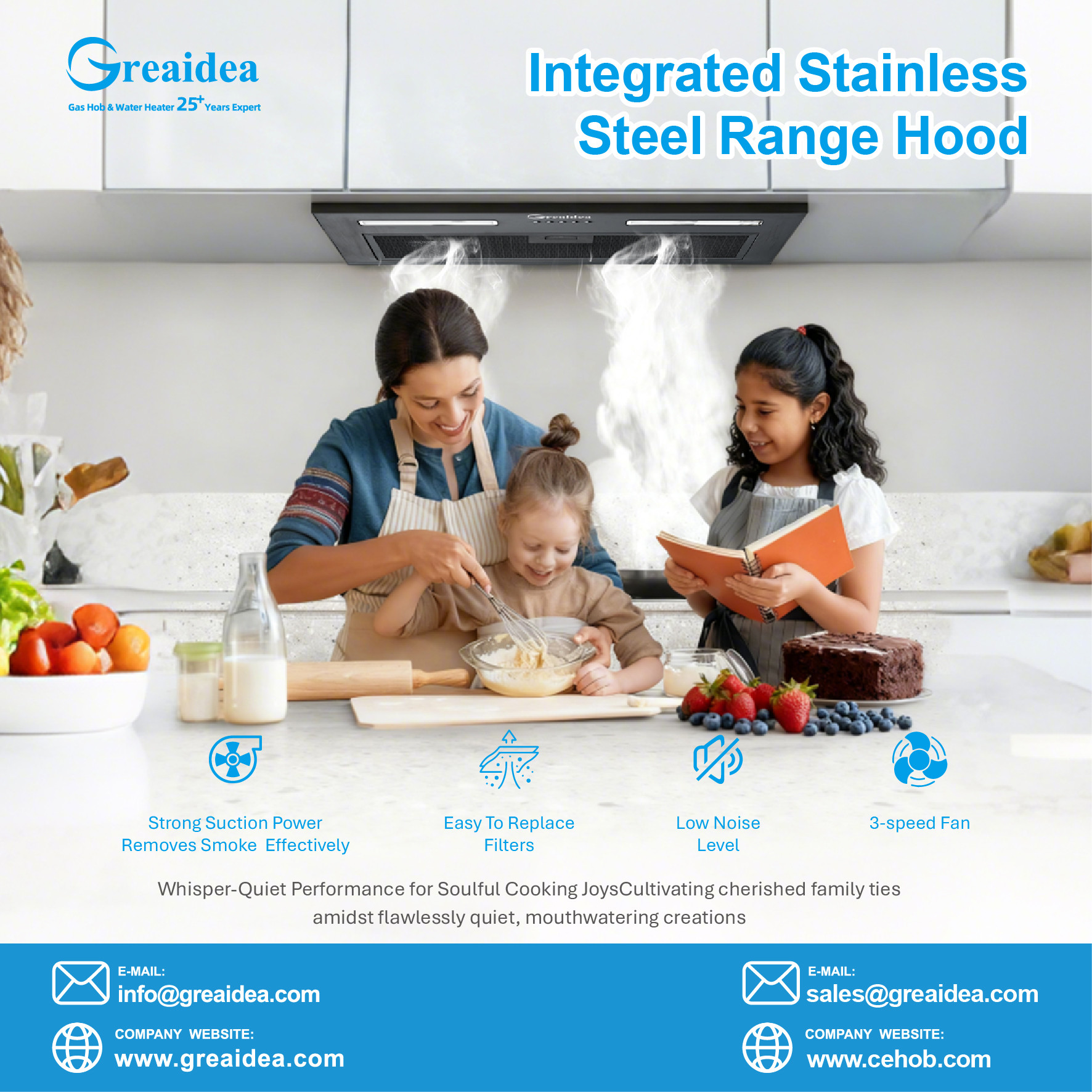 Greaidea's gas hob and built in range hood combo