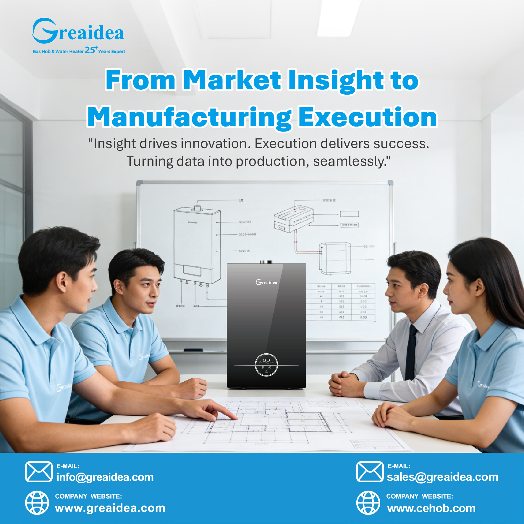 Greaidea helps customers upgrade their gas water heater product lines.
