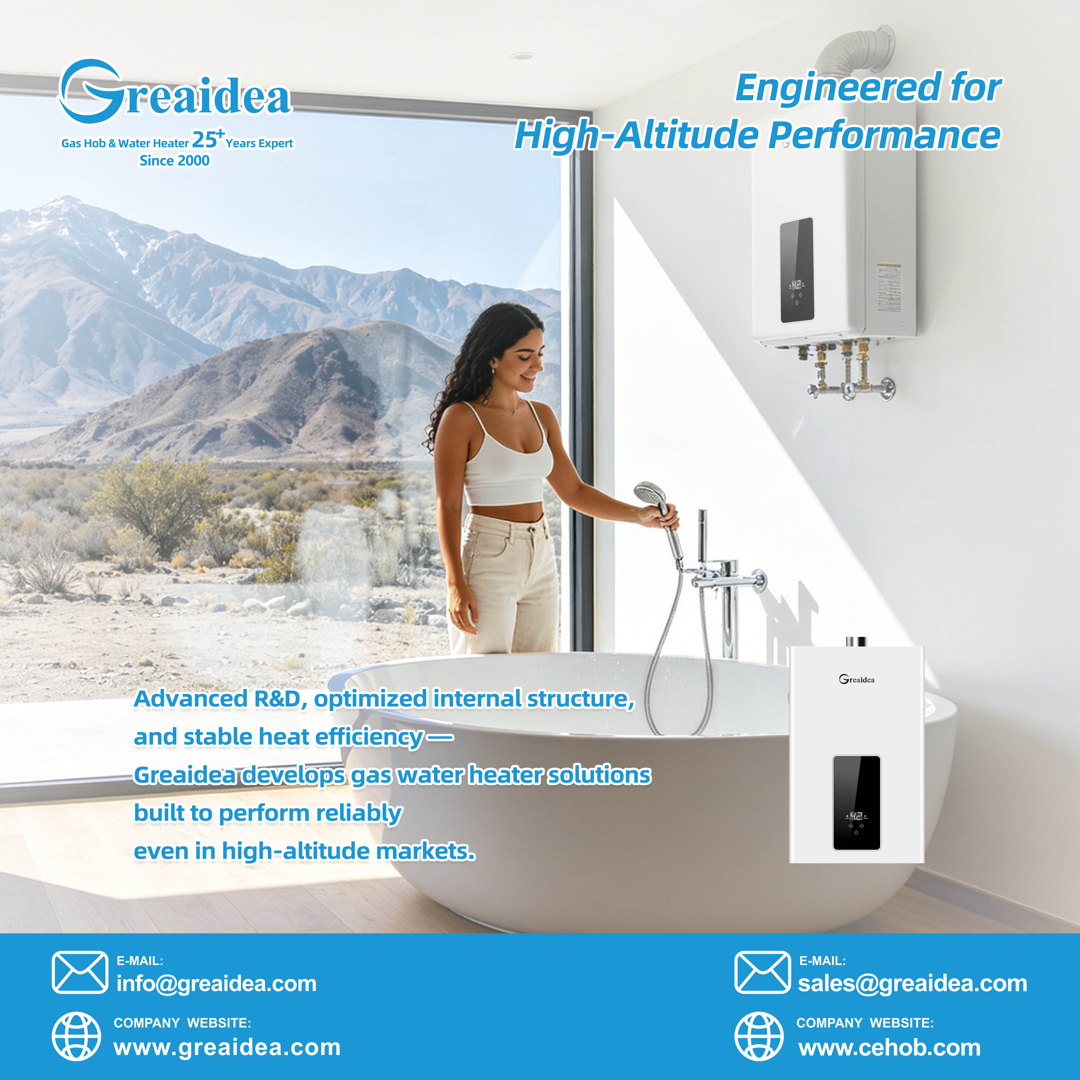 Greaidea's tankless gas wter heater for high-altitude