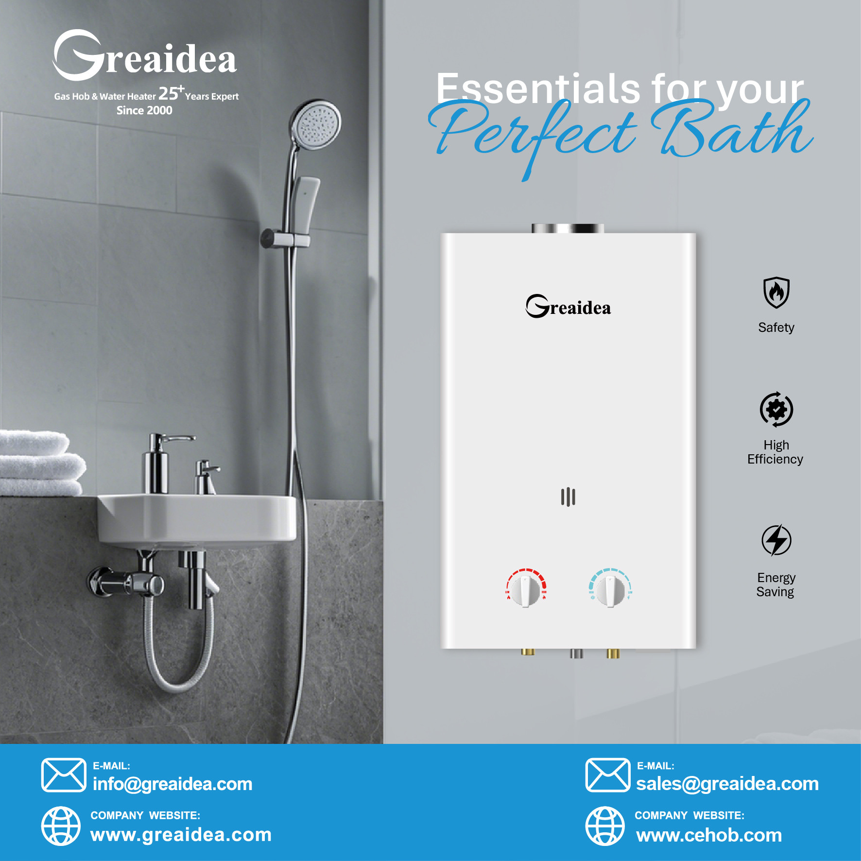 High-efficiency and gas-saving bathroom gas water heater