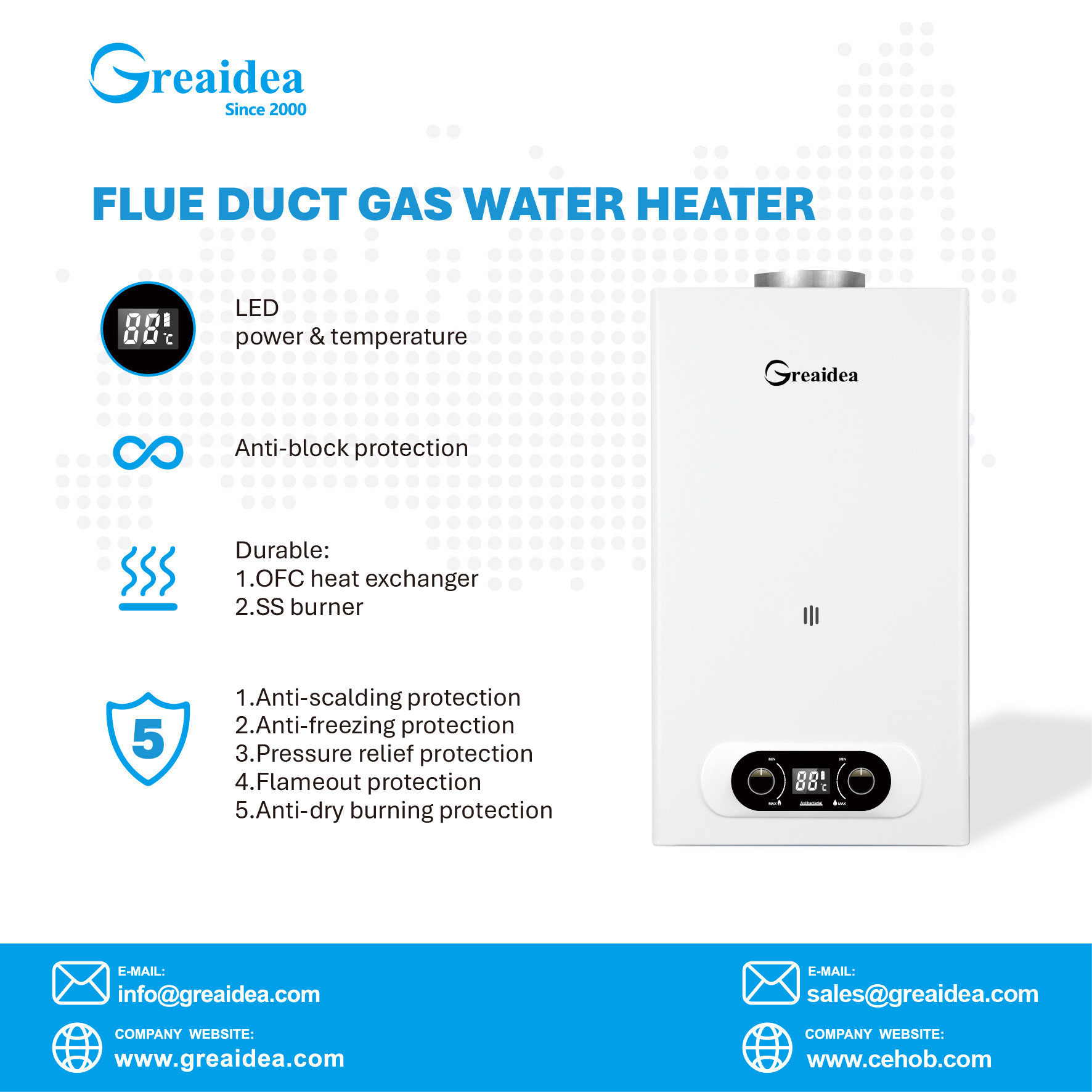 Greaidea's flue duct gas water heater